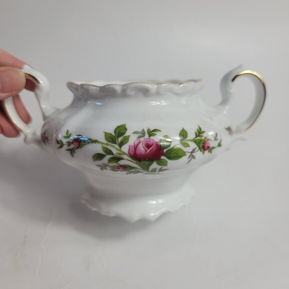Traditions China Johann Haviland Moss Rose Sugar Bowl White with Pink Roses - Picture 13 of 16